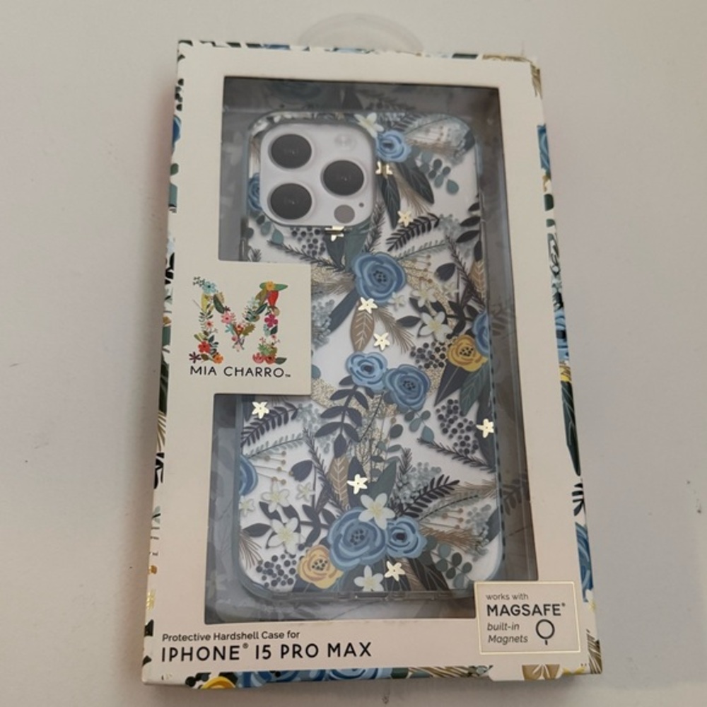 Floral nwt iPhone 15 Pro Max Case with MagSafe - Blue and Yellow